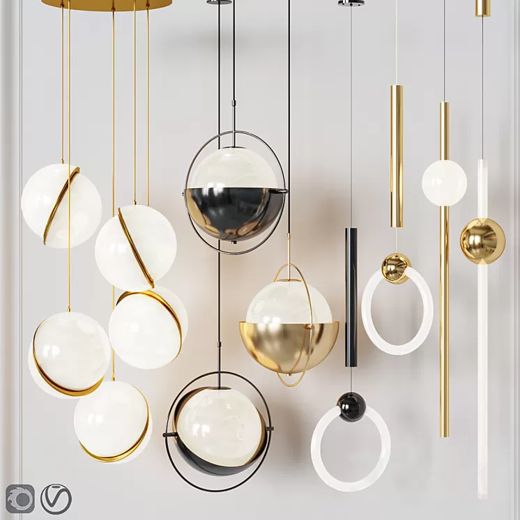 Four Pendant Lights amazing set vol. 22 3D Model