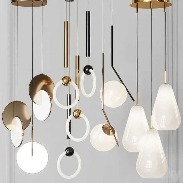 Four Pendant Lights amazing set vol.24 3D Model Four Pendant Lights amazing set vol.24 3D Model