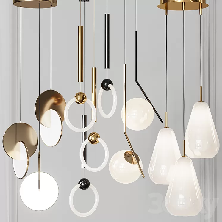 Four Pendant Lights amazing set vol. 24 3D Model