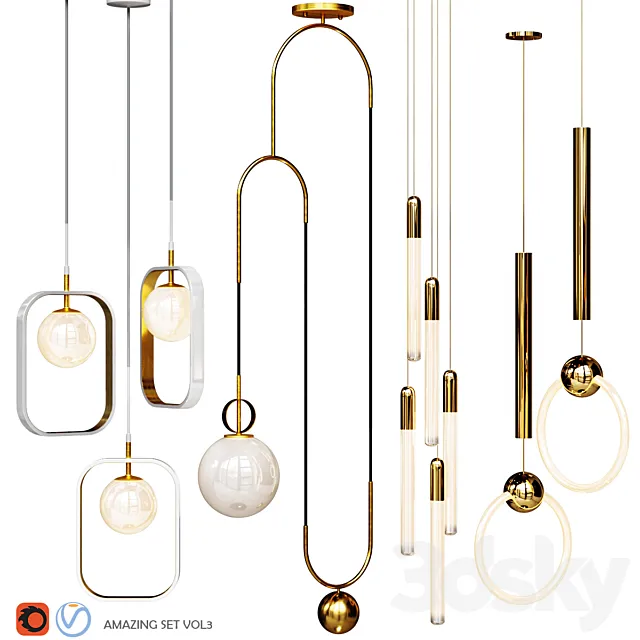 Four Pendant Lights amazing set vol.3 3DModel