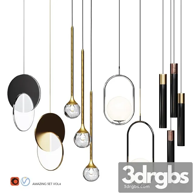 Four pendant lights amazing set vol.4 3D Model Download