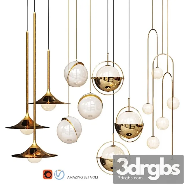 Four pendant lights amazing set vol1 3D Model Download