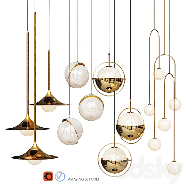 Four Pendant Lights amazing set vol1 3D Model