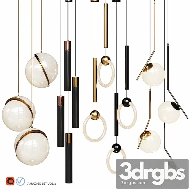 Four pendant lights amazing set vol12 3D Model Download