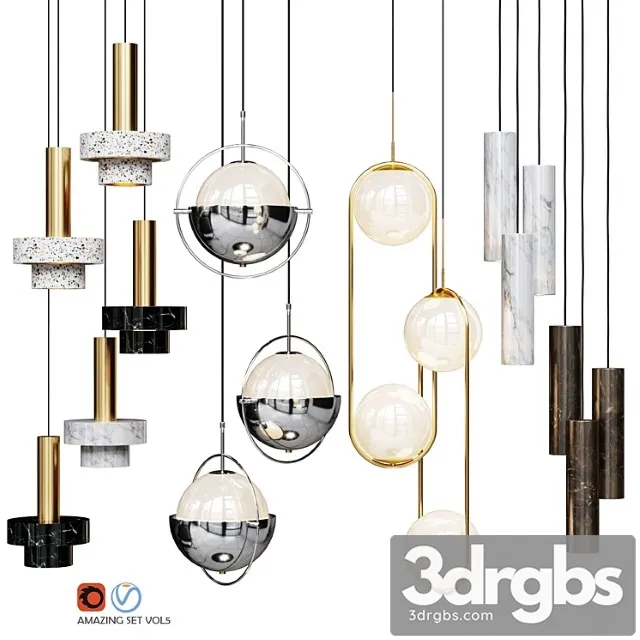 Four pendant lights amazing set vol5 3D Model Download