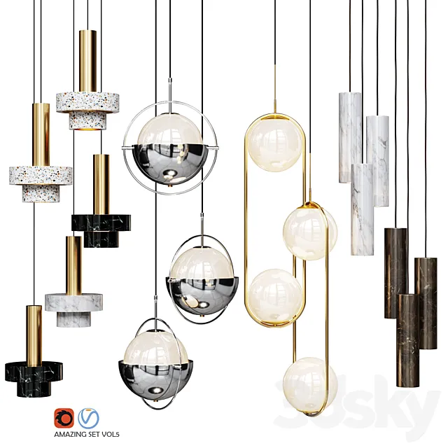 Four Pendant Lights amazing set vol5 3DModel Four Pendant Lights amazing set vol5 3DModel