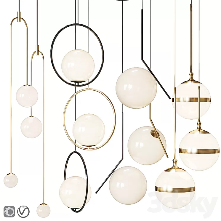 Four Pendant Lights scandinavian amazing set vol. 21 3D Model