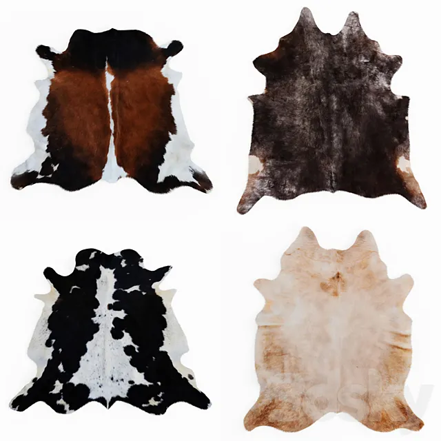 Four rugs from animal skins 04 3DModel Four rugs from animal skins 04 3DModel