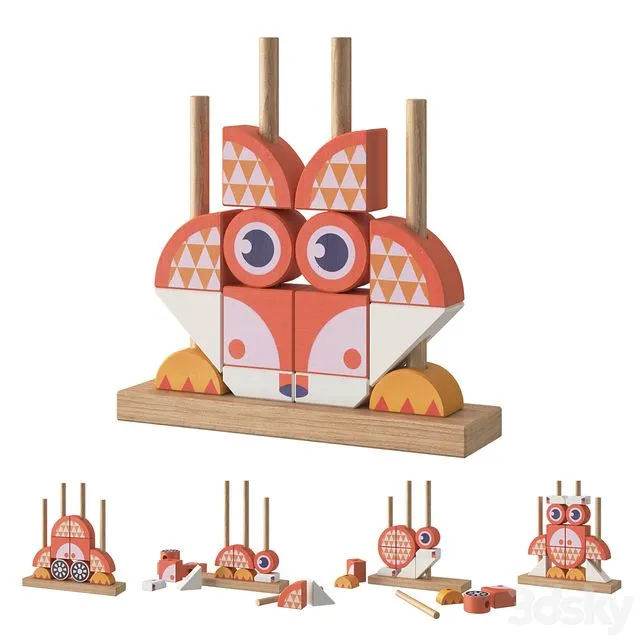 Fox Blocks Set 3D Model Fox Blocks Set 3D Model