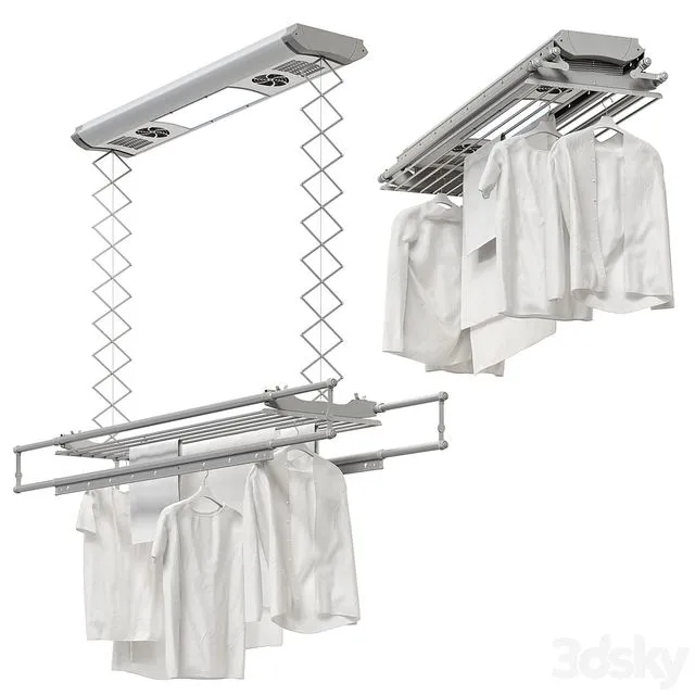 Foxydry Air ceiling drying rack 3D Model Foxydry Air ceiling drying rack 3D Model