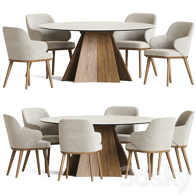 Foyer Chair Icaro Table Dining Set 3D Model Foyer Chair Icaro Table Dining Set 3D Model