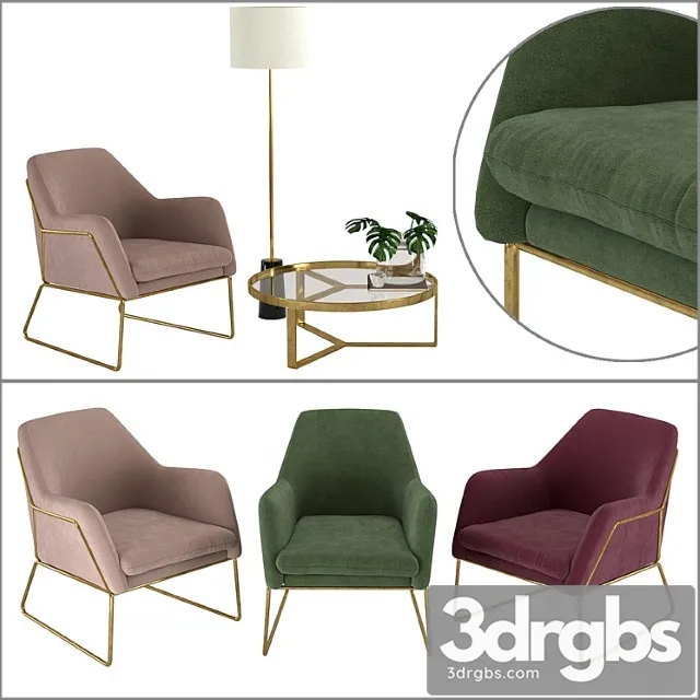 Frame armchair aula coffee table rita floor lamp by made 3D Model Download Frame armchair aula coffee table rita floor lamp by made 3D Model Download