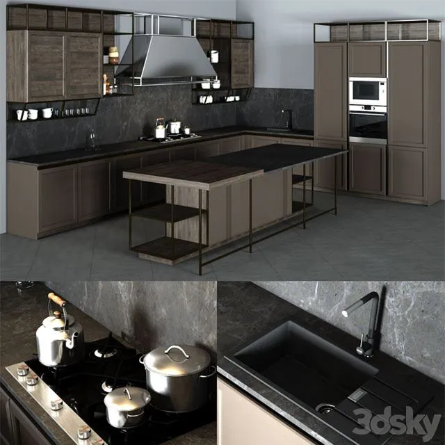Frame Snaidero Kitchen Furniture 3D Model