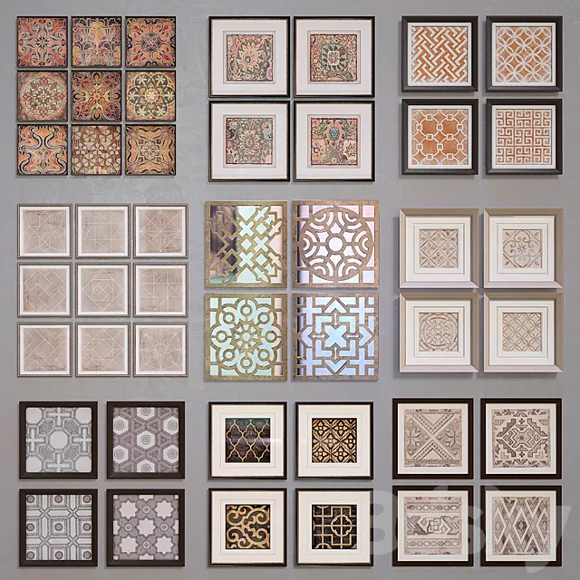 Framed ornamentals. 9 sets. 46 things 3DModel Framed ornamentals. 9 sets. 46 things 3DModel