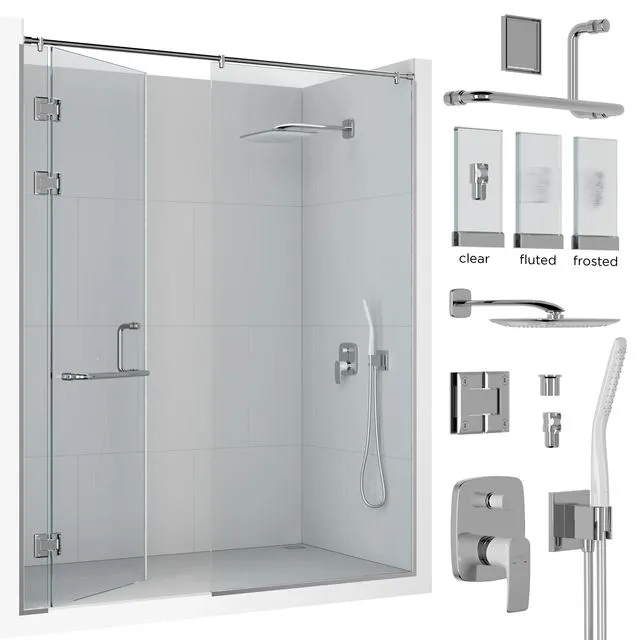 Frameless Shower Set 01 3D Model