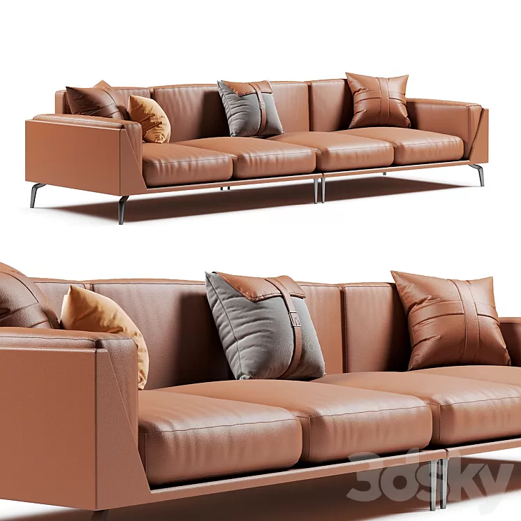 Francesca Neo-modern Genuine Leather Sofa 3D Model Free Download