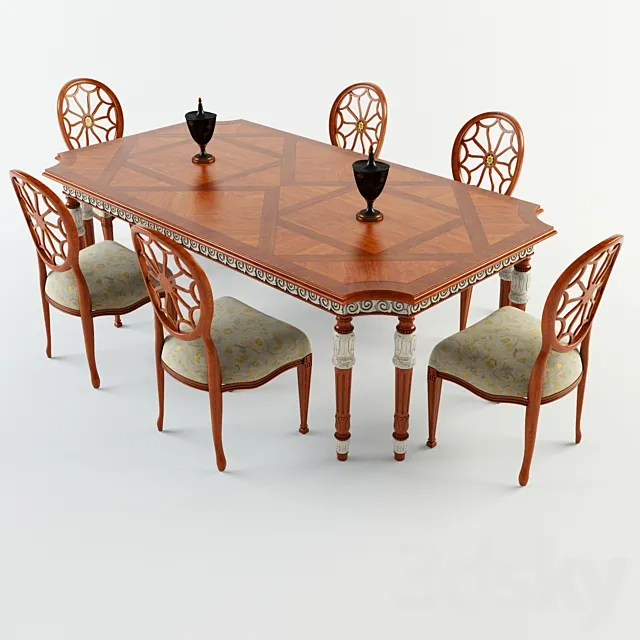 Francesco molon dining table and chair 3D Model Francesco molon dining table and chair 3D Model