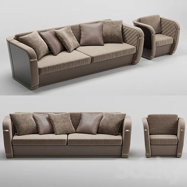Francesco Molon sofa and armchair Bond 3D Model Francesco Molon sofa and armchair Bond 3D Model