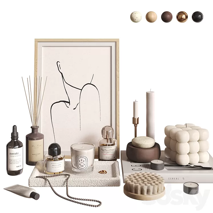 Franch Decor Set 002 3D Model Free Download