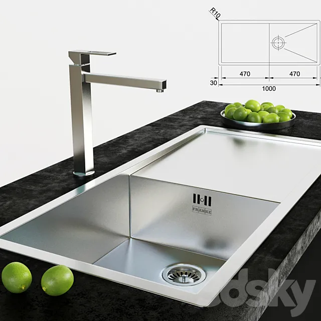 franke sink and faucet 3D Model franke sink and faucet 3D Model
