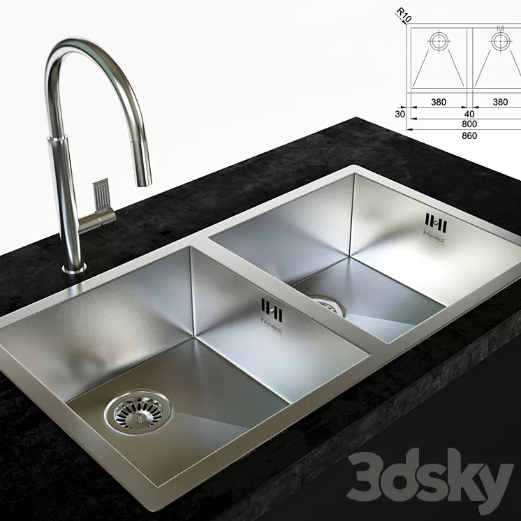 franke sink and faucet 3D Model franke sink and faucet 3D Model
