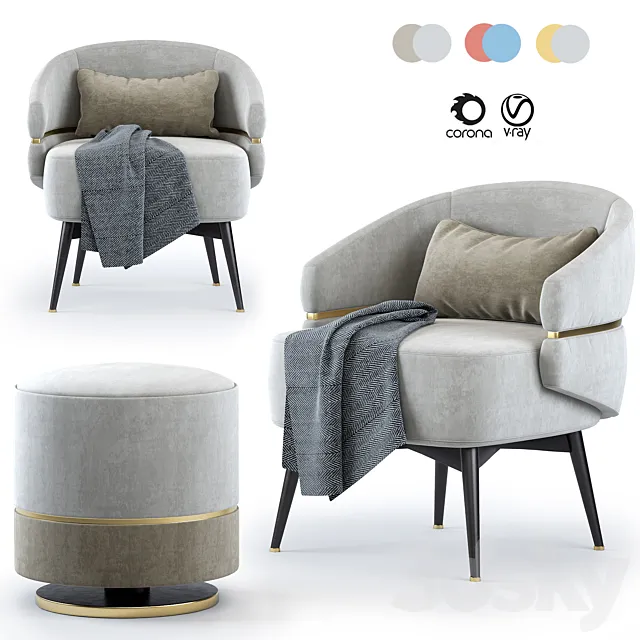 Frato cairo Armchair & Parma stool 3DModel