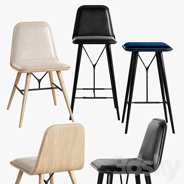 Fredericia Spine Stool Barstool Chair 3DModel Fredericia Spine Stool Barstool Chair 3DModel