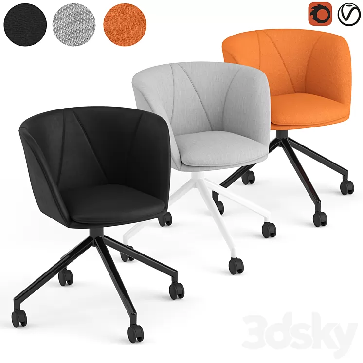 Fredericia Verve swivel castors chair 3D Model