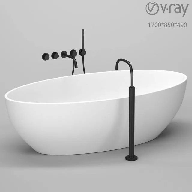 free_standing_bathtub_01 3D Model