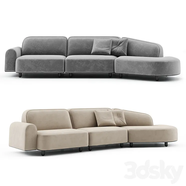 Freeform Curved Sofa With Arm Vladimir Kagan 3D Model Free Download