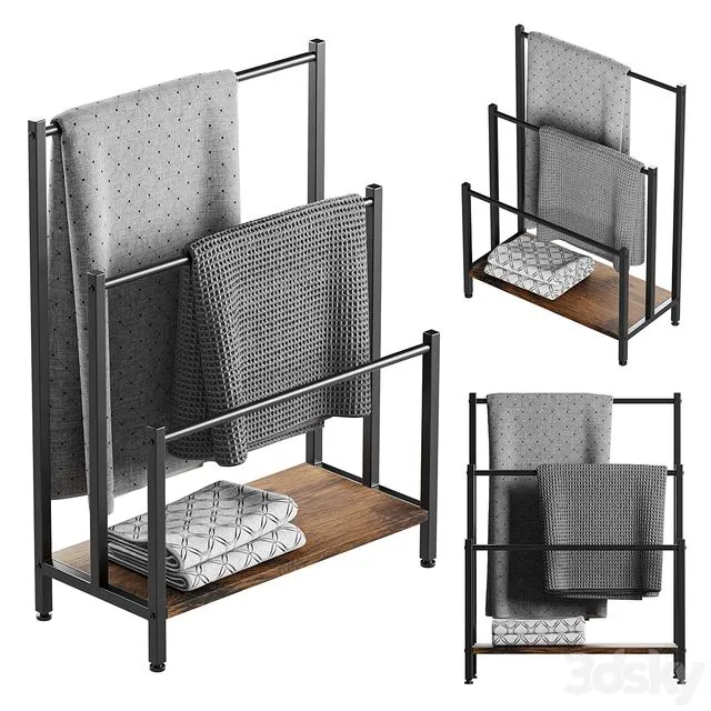 Freestanding rack for towels and blankets HOOBRO 3D Model
