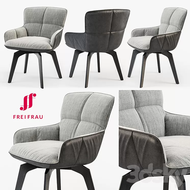 Freifrau Marla armchair low wooden frame 3D Model