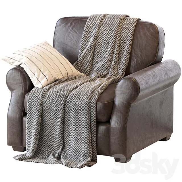 Fremont Roll Arm Upholstered Armchair 3D Model