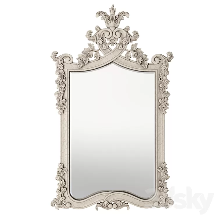 French bedroom Provencal Heart Top White Mirror 3D Model
