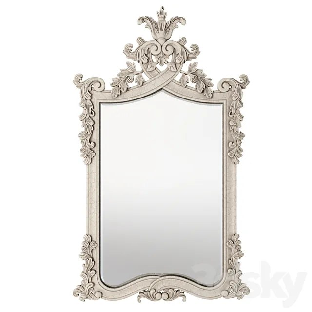 French bedroom Provencal Heart Top White Mirror 3DModel