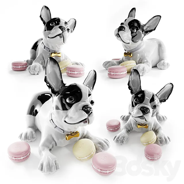 French Bulldog with Macarons Dog Figurine 3D Model French Bulldog with Macarons Dog Figurine 3D Model