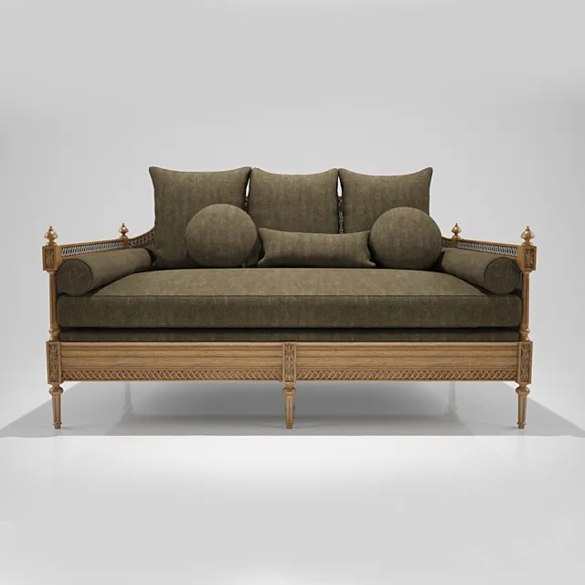 French Cane Sofa Daybed 3DModel French Cane Sofa Daybed 3DModel