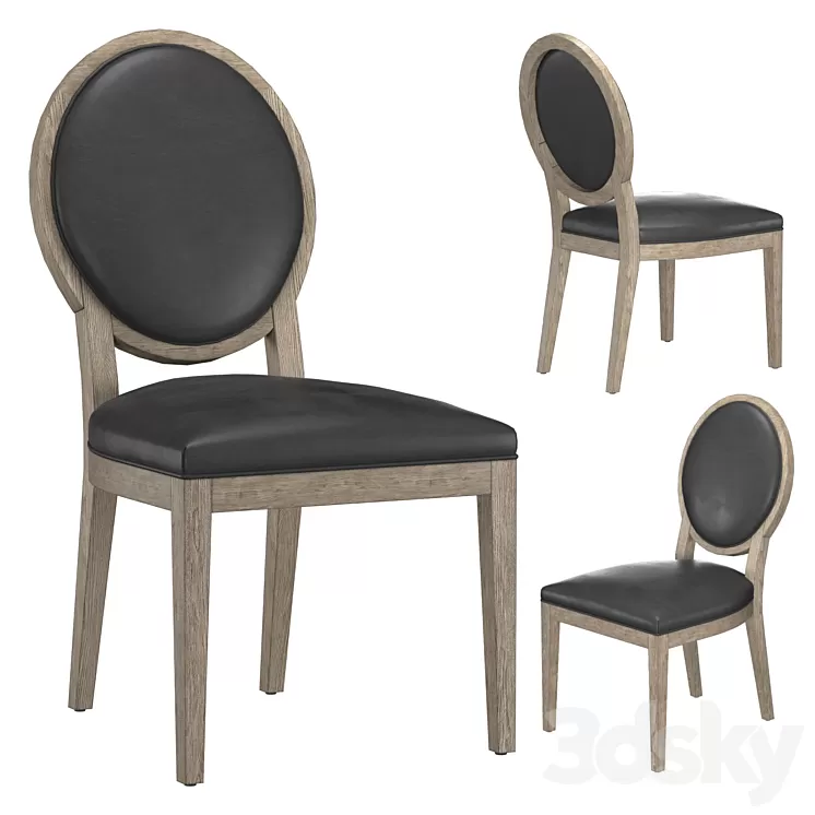 FRENCH CONTEMPORARY ROUND LEATHER DINING SIDE CHAIR 3D Model Free Download