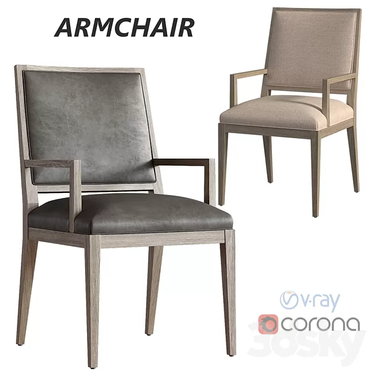 French Contemporary Square Leather Armchair 3D Model Free Download