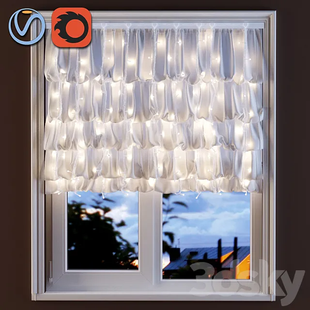 French curtains with a garland 3DModel