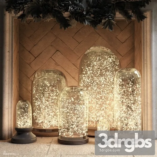 French Glass Cloche Starry String Lights 3D Model Download