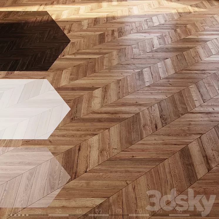 French herringbone flooring 4 colors / 6 sizes 3D Model