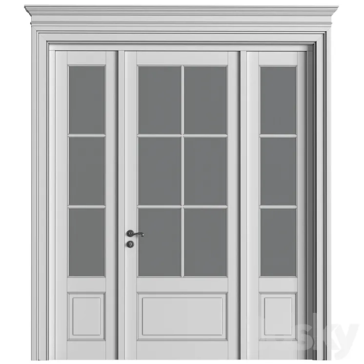 French Interior doors in classic style. French Art Deco Modern Door Partition.Entrance to the house 3D Model Free Download