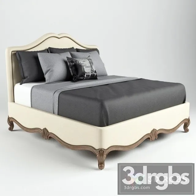 French Kiss King Bed 3D Model Download