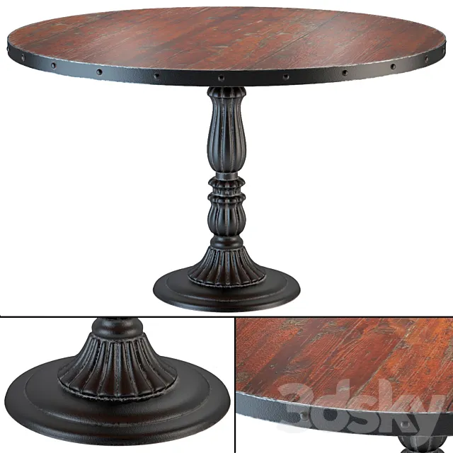 French Soda Fountain old wood dining table 3D Model