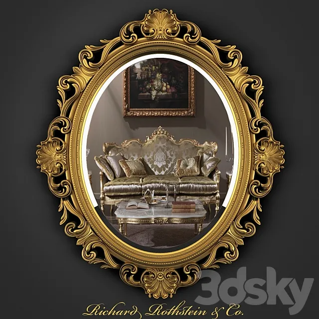 French Style Gold Mirror 3DModel