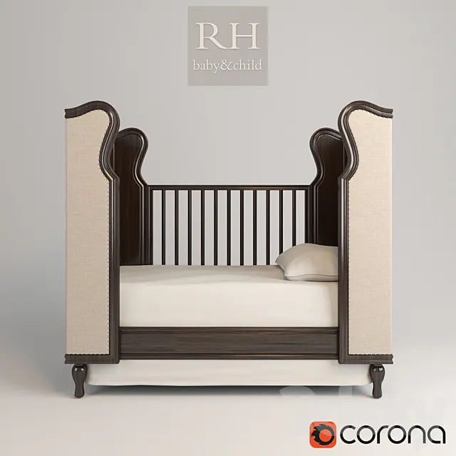 french upholstered wing crib 3D Model french upholstered wing crib 3D Model