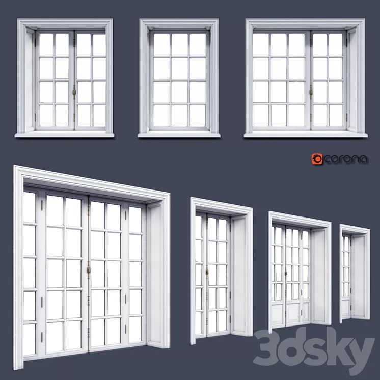 french windows 3D Model