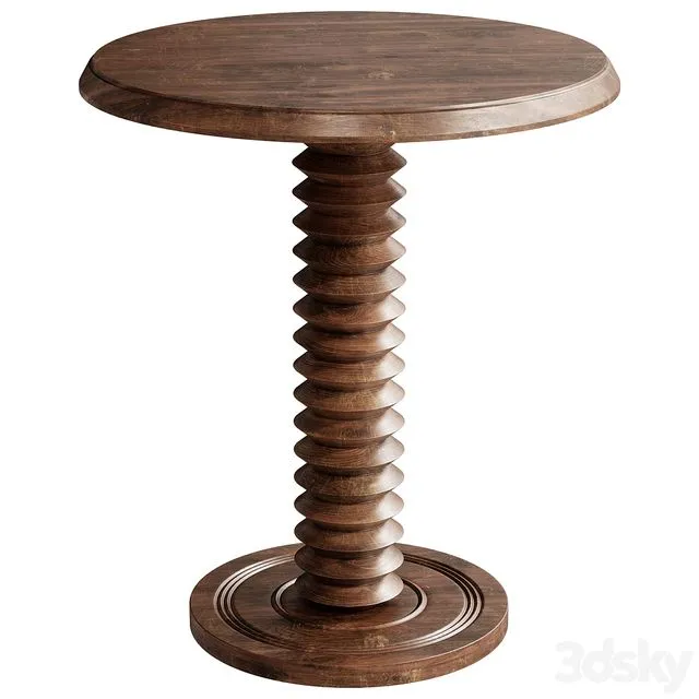 French Wood Side Table by Charles Dudouyt 3D Model