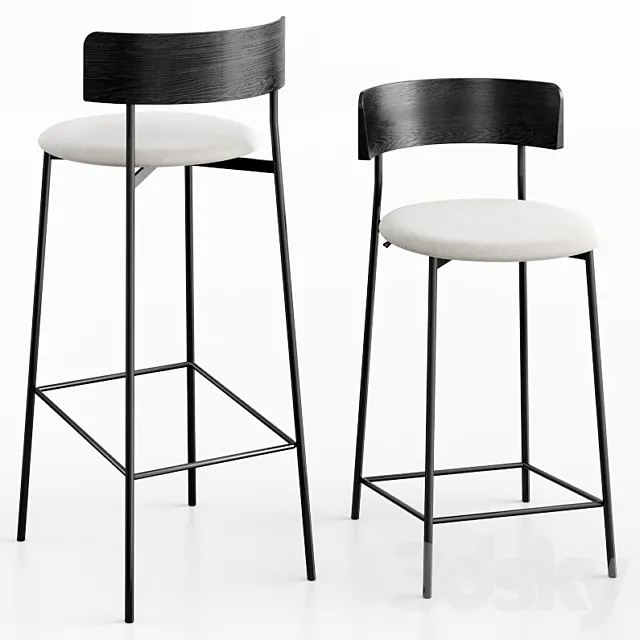 Friday bar stool black 3D Model